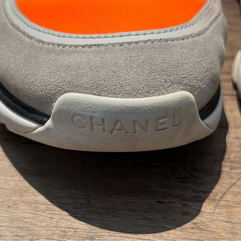 CHANEL Tricolor Leather and Neoprene CC High Top Sneakers